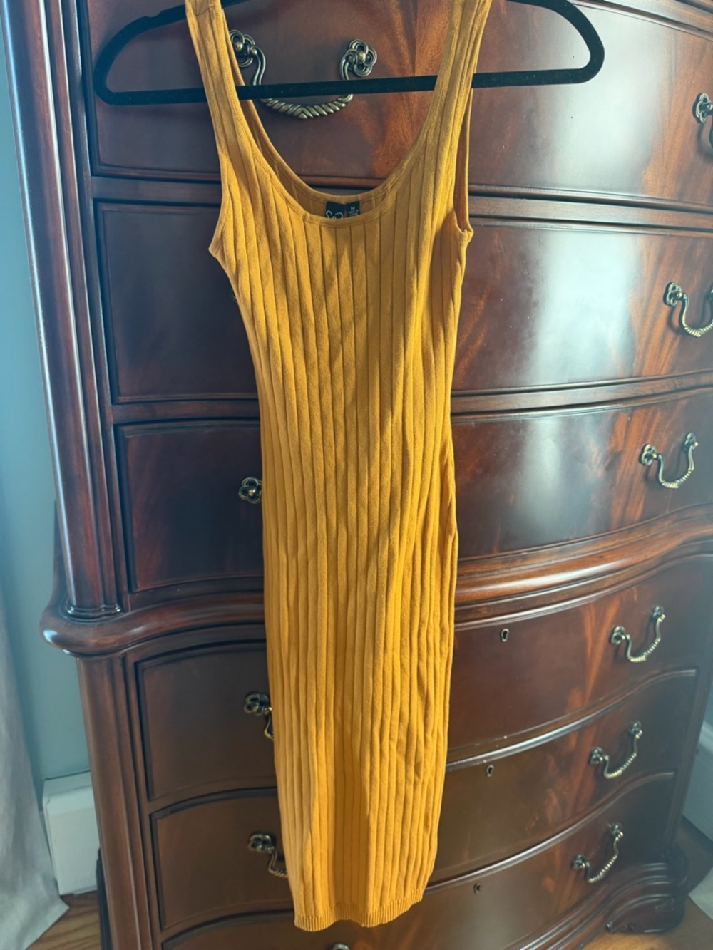 Windsor Mustard Ribbed Tank Midi Dress